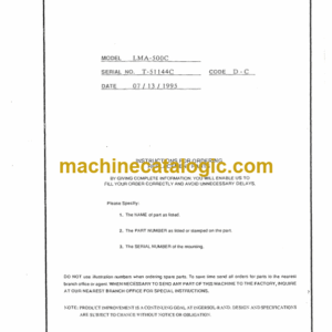 Ingersoll Rand LMA500C Crawler Drilling Rig Parts Manual (T-51144C)