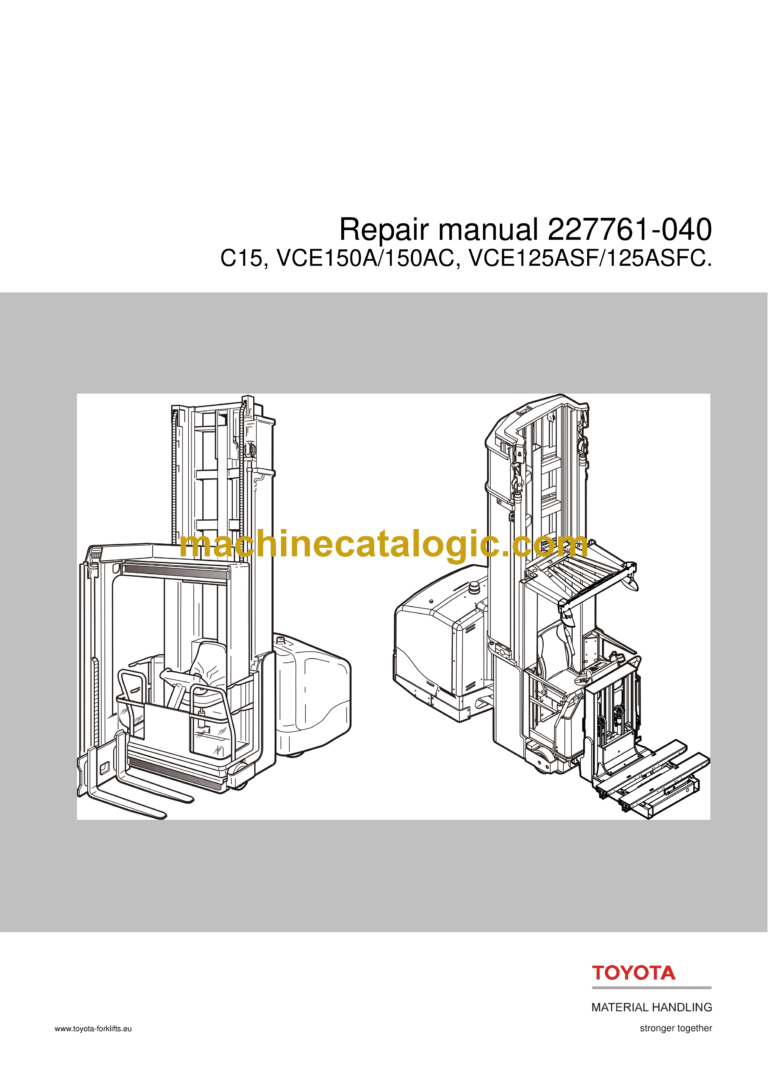BT C15, VCE150A, 150AC, VCE125ASF, 125ASFC Very Narrow Aisle Truck Repair Manual