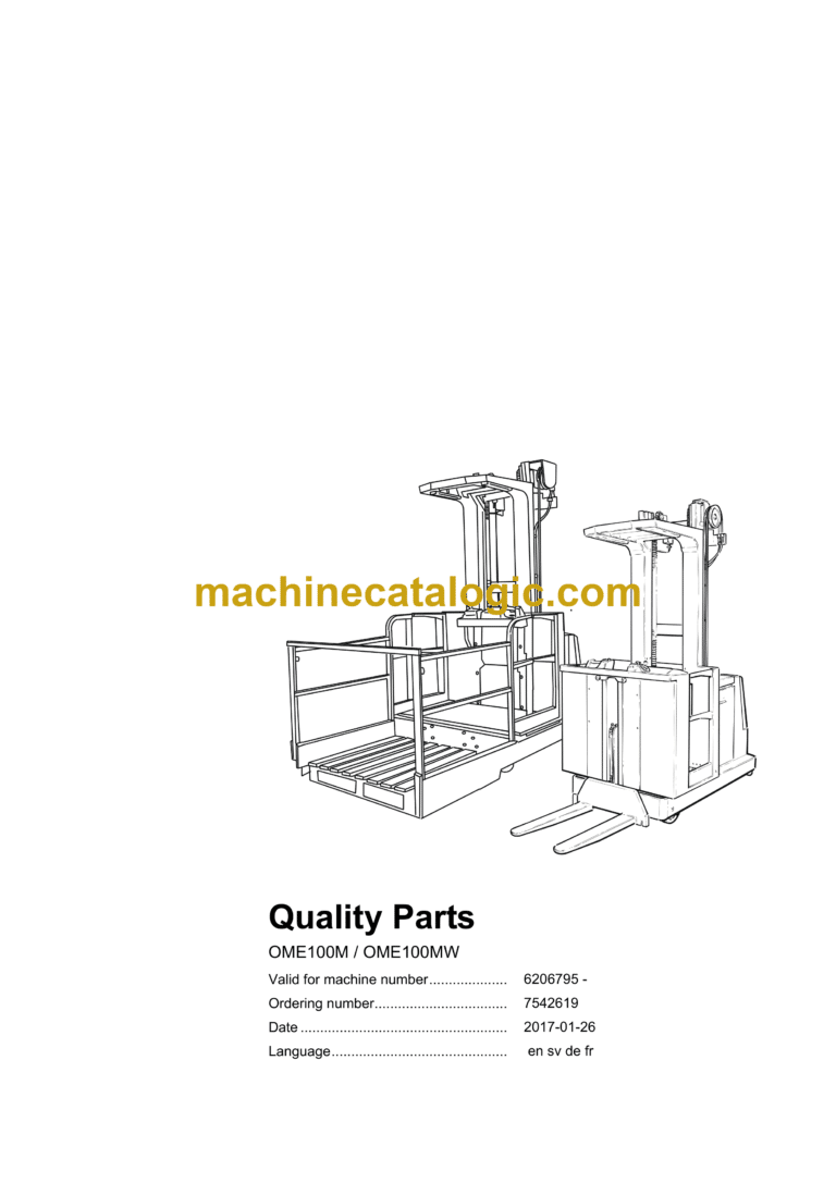 BT OME100M, OME100MW Order Picker Quality Parts Manual