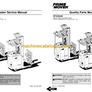BT Prime Mover SC10, SC20, SC30, SC40 Electric Stacker Full Manual (Service, Parts and Operators Manual)