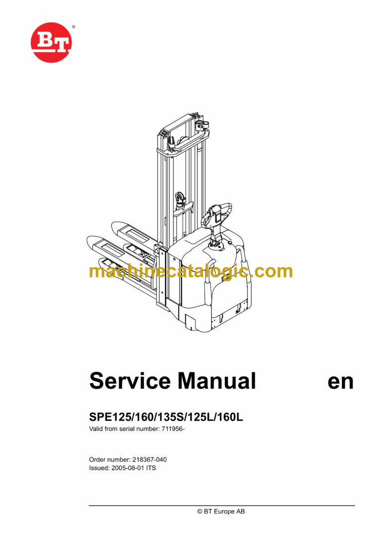 BT SPE125, SPE160, SPE135S, SPE125L, SPE160L Electric Stacker Master Service Manual