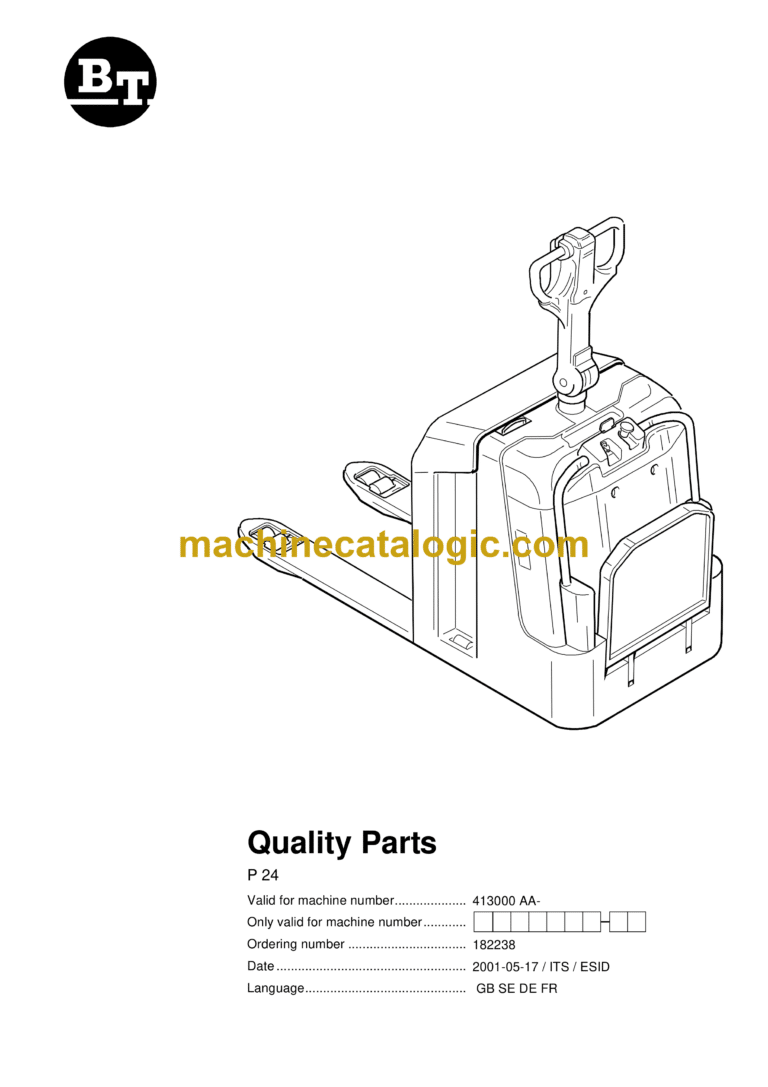 BT P24 Electric Pallet Truck Quality Parts Manual