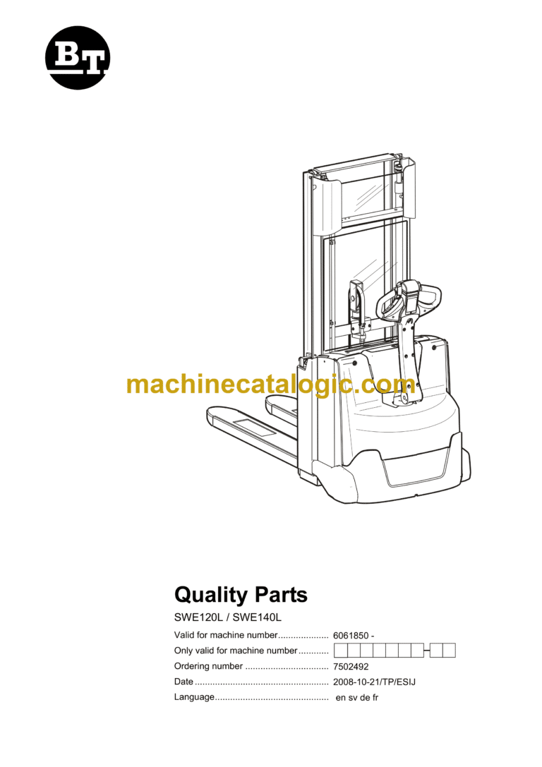 BT SWE120L, SWE140L Electric Stacker Quality Parts Manual
