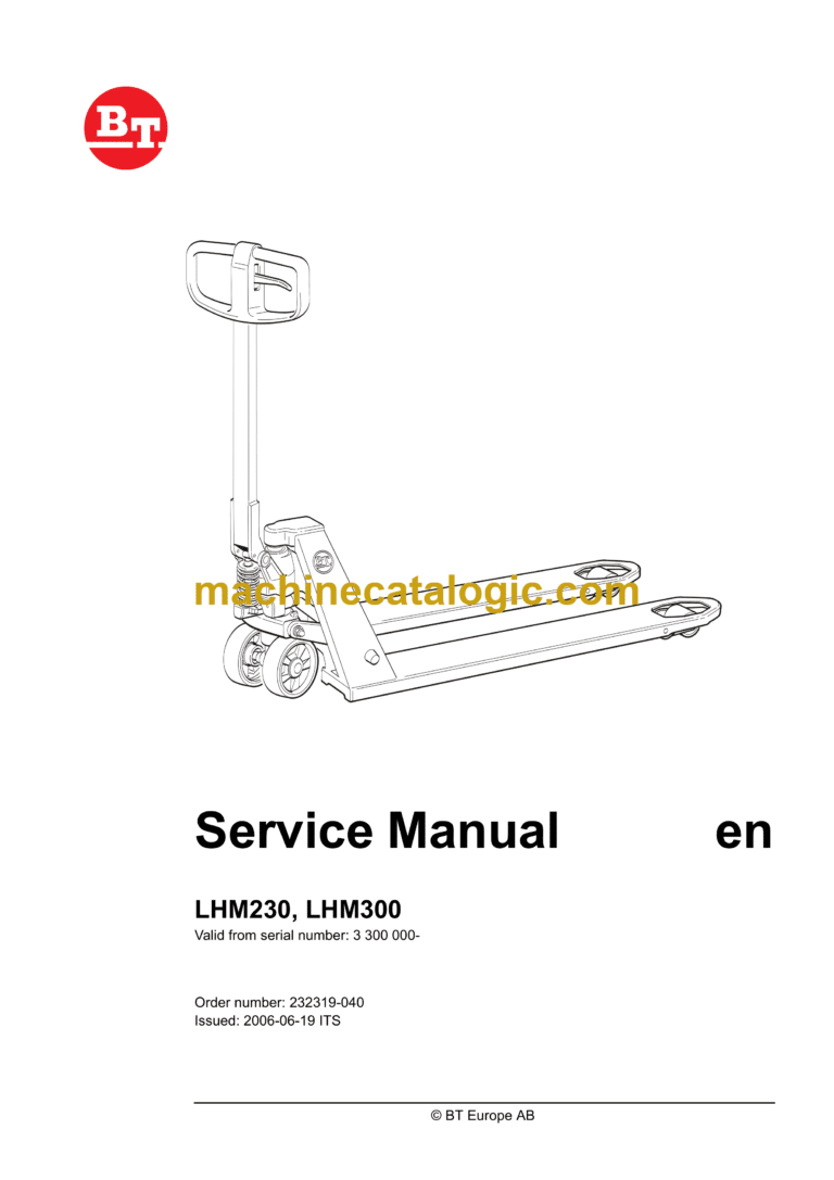 BT LHM230, LHM300 Hand Pallet Truck Master Service Manual