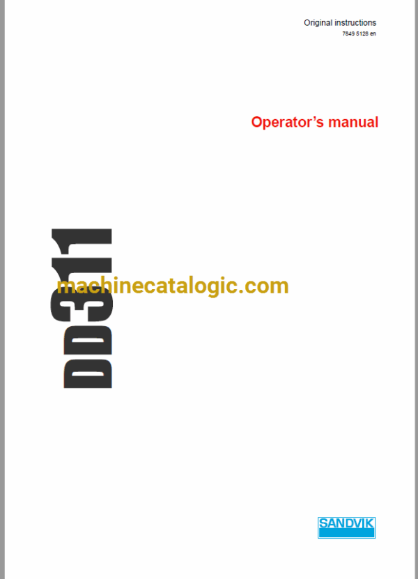Sandvik DD311 Drilling Rig Full Documents (Service, Operator, Maintenance Manual and Parts Catalog) [L19D7031] - Image 3