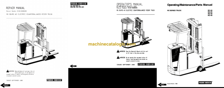 BT RC20, RC25, RC30, RC40 Reach Truck Full Manual (Service, Parts and Operators Manual)