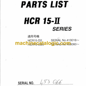 Furukawa HCR15D-2, HCR15ED-2 Drill Rig Parts Manual