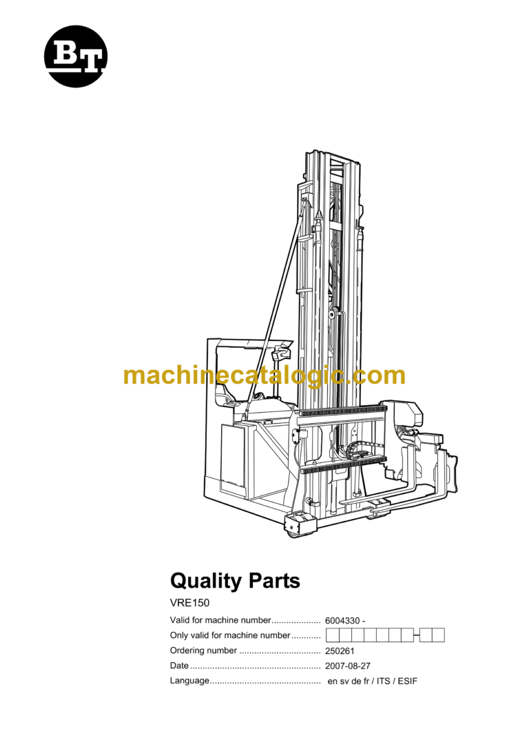 BT VRE150 Very Narrow Aisle Truck Quality Parts Manual