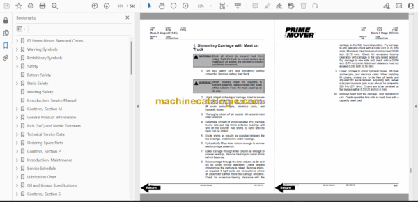 BT RTX35, RTX45 Stand-Up Rider Forklift Master Service Manual - Image 2