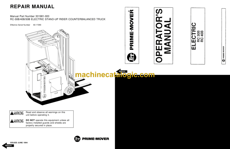 BT RCB30B, RCB40B, RCB50B Rider Truck Full Manual (Service, Parts and Operators Manual)