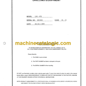 Ingersoll Rand LM470 Crawler Drilling Rig Parts Manual (821042)