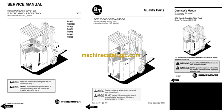BT RCB30B, RCB40B, RCB50B Rider Truck Full Manual (Service, Parts and Operators Manual)
