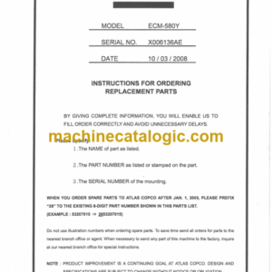 Atlas Copco ECM580Y Crawler Drilling Machine Parts Manual (X006136AE)
