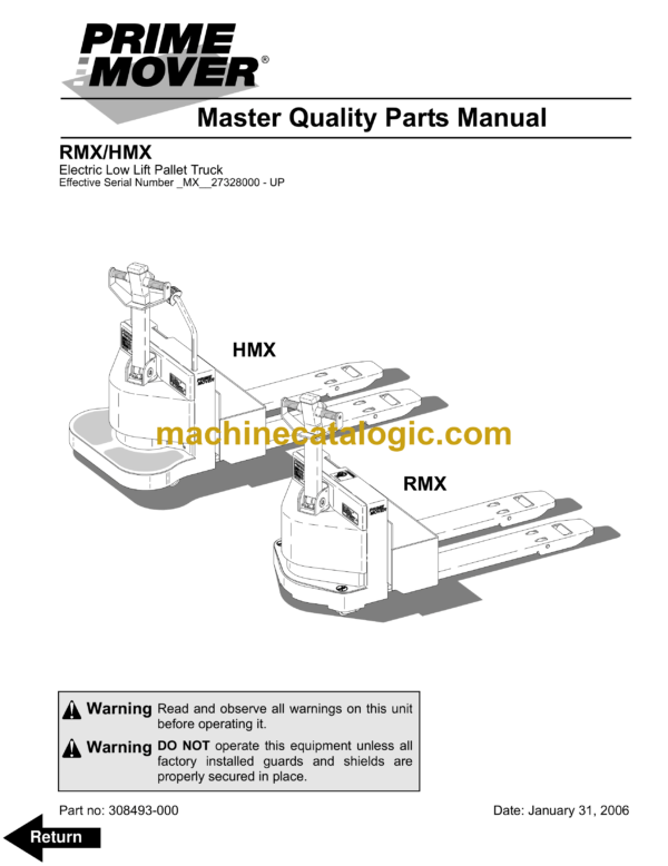 BT RMX, HMX Reach Truck Quality Parts Manual