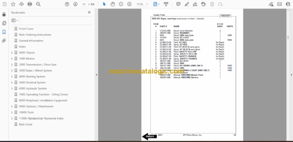 BT RMX, HMX Reach Truck Quality Parts Manual - Image 4