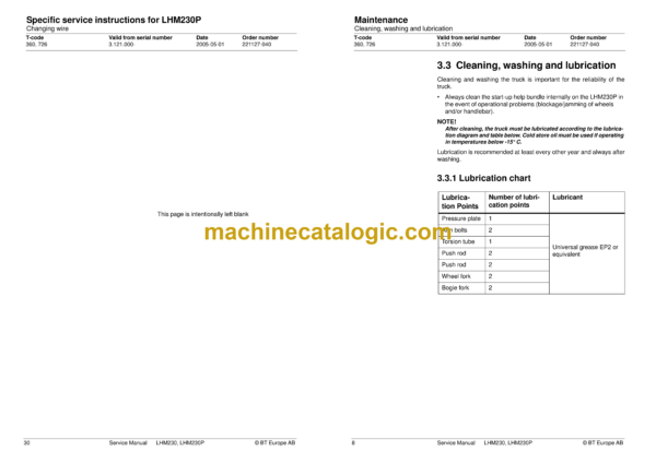 BT LHM230, LHM230P Hand Pallet Truck Master Service Manual - Image 4
