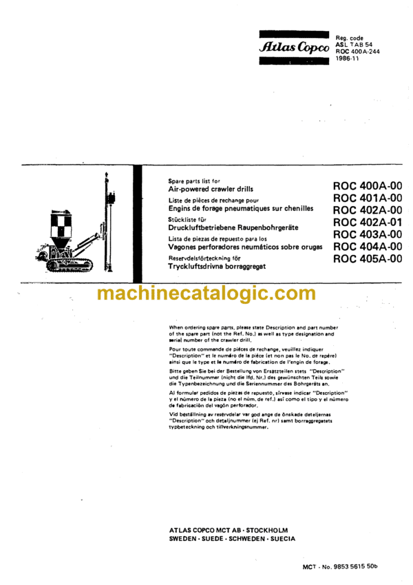 Atlas Copco 400A ROC Parts Manual