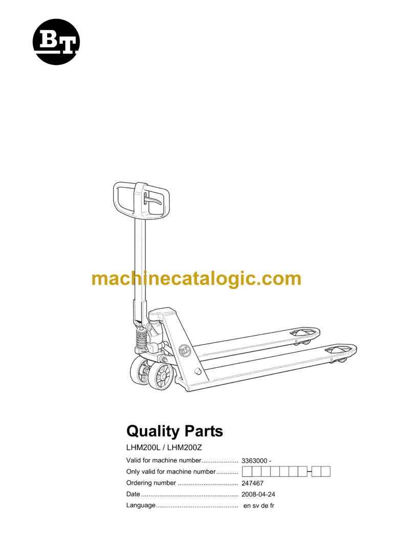 BT LHM200L, LHM200Z Hand Pallet Truck Quality Parts Manual