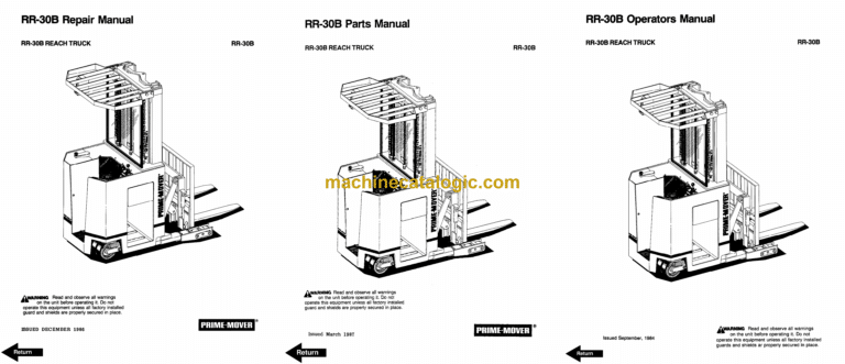 BT RCX25, RCX30C, RCX30, RCX35, RCX40, RCX45, RCX50 Reach Truck Operator and Parts Manual