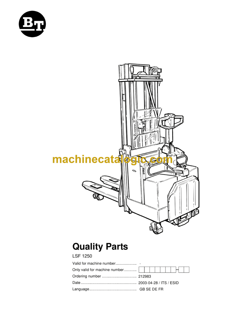 BT LSF1250 Pedestrian Stacker Quality Parts Manual