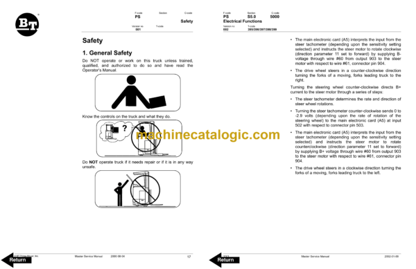 BT RRX35, RRX45, RDX30, RSX40, RSX50 Stand-Up Rider Forklift Master Service Manual - Image 4