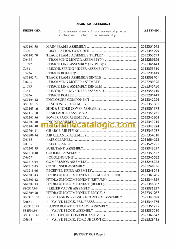 Atlas Copco T45 PowerROC Parts Manual