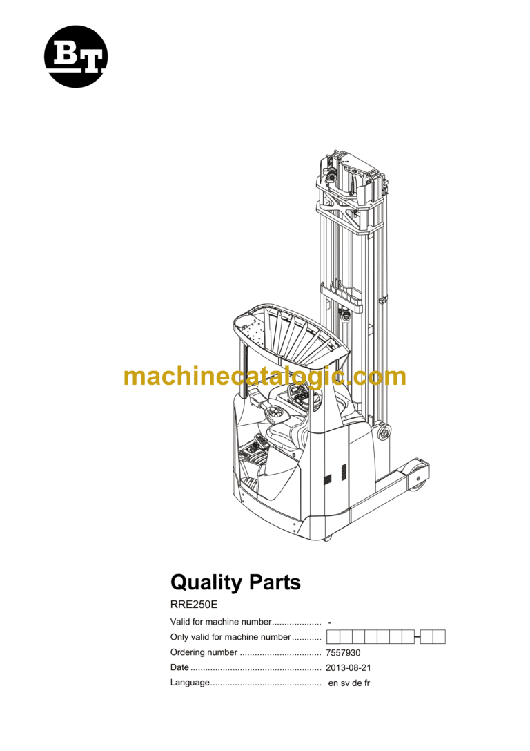BT RRE250E Reach Truck Quality Parts Manual