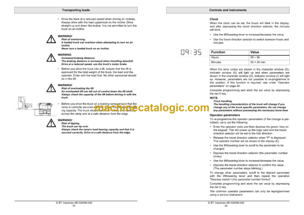 BT RR B2, RR B6 Reach Truck Operators Manual - Image 3
