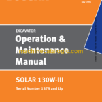 Doosan Solar 130W-3 Wheeled Excavator Operation and Maintenance Manual (Serial Number 1379 and Up)