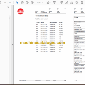 BT RR N, RR B, RR E, RR M Reach Truck Master Service Manual