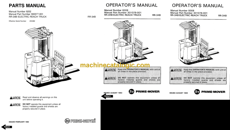 BT RR34 Rider Truck Operator and Parts Manual