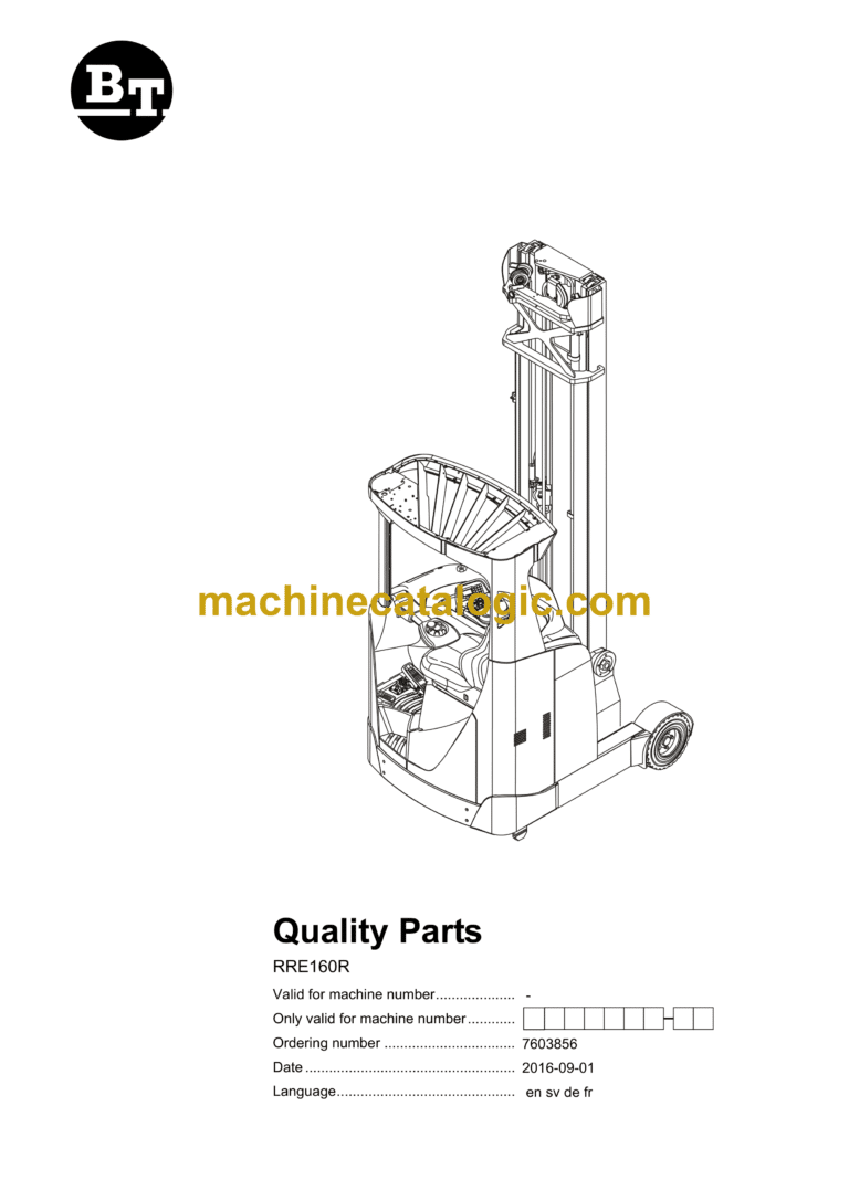 BT RRE160R Reach Truck Quality Parts Manual