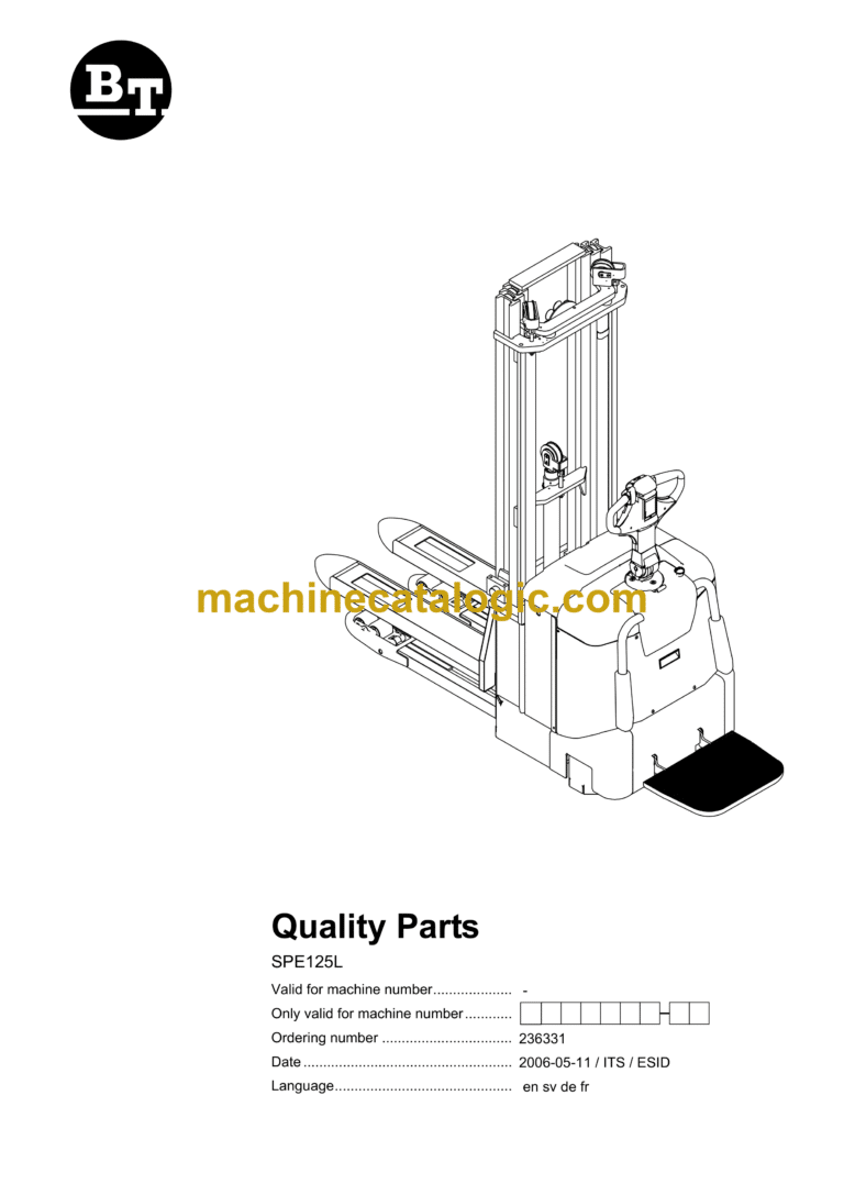 BT SPE125L Electric Stacker Quality Parts Manual