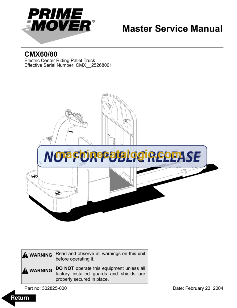 BT CMX60, CMX80 Rider Pallet Truck Master Service Manual