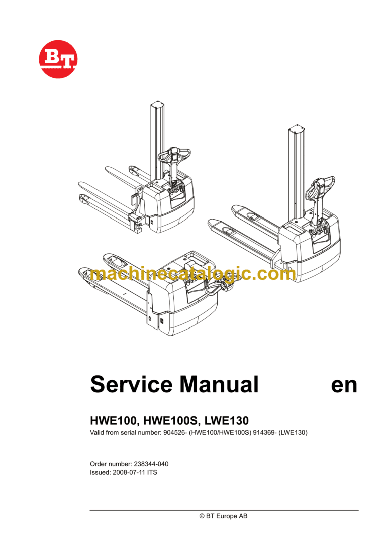 BT HWE100, HWE100S, LWE130 Electric Pallet Truck Master Service Manual