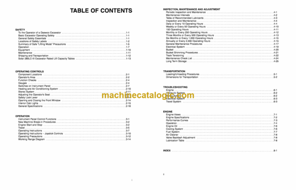 Daewoo Solar 280LC-3 Excavator Operation and Maintenance Manual (Serial Number 0001 thru 5444) - Image 4