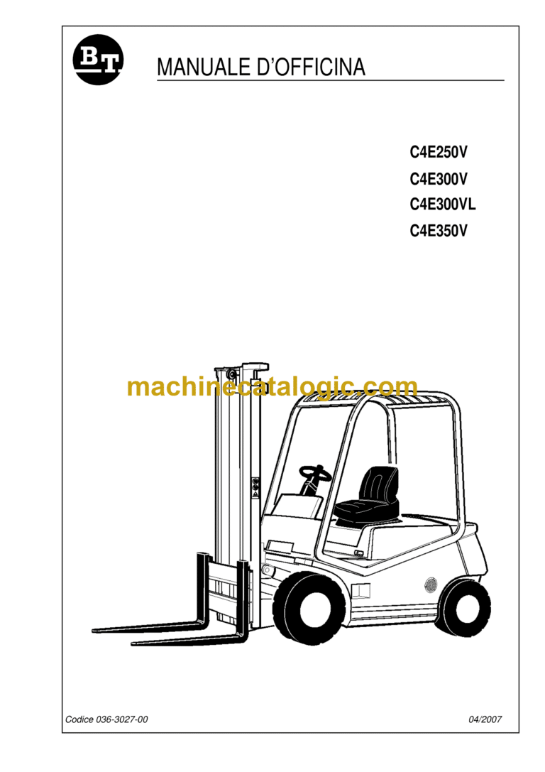 BT C4E250V, C4E300V, C4E300VL, C4E350V Electric Counterbalance Forklift Manuale D'Officina