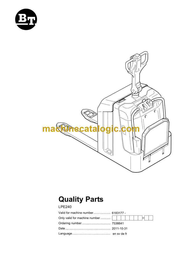 BT LPE240 Electric Pallet Truck Quality Parts Manual