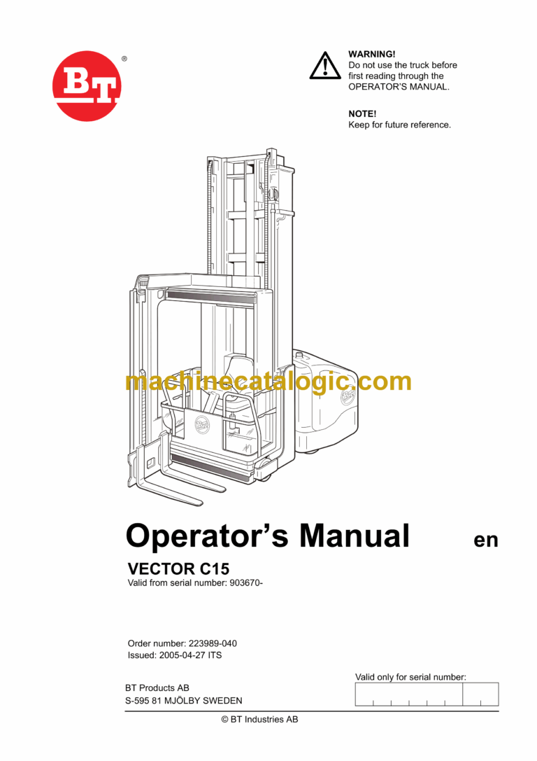 BT Vector C15 Order Picker Operators Manual