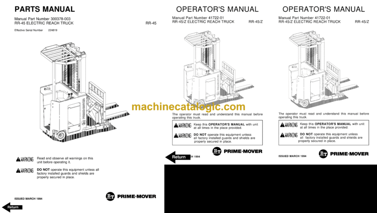 BT RR45 Rider Truck Operator and Parts Manual