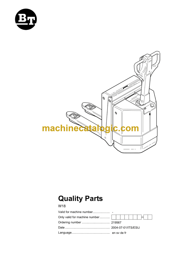 BT W18 Electric Pallet Truck Operators Manual