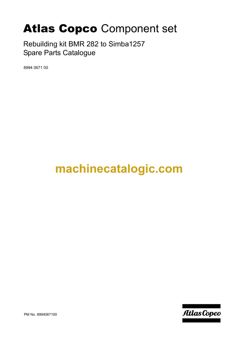 Atlas Copco BMR 282 to Simba1257 Component Set Parts Manual