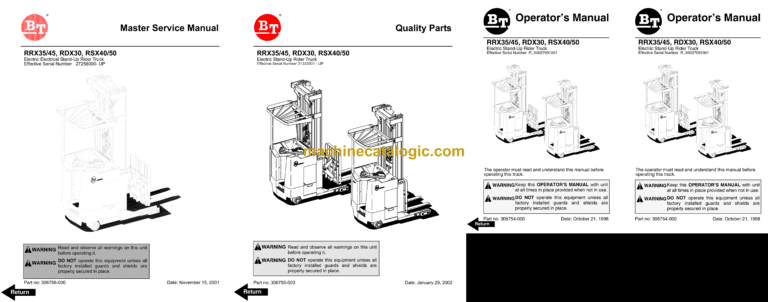 BT RR45, RR45Z Rider Truck Operator and Parts Manual