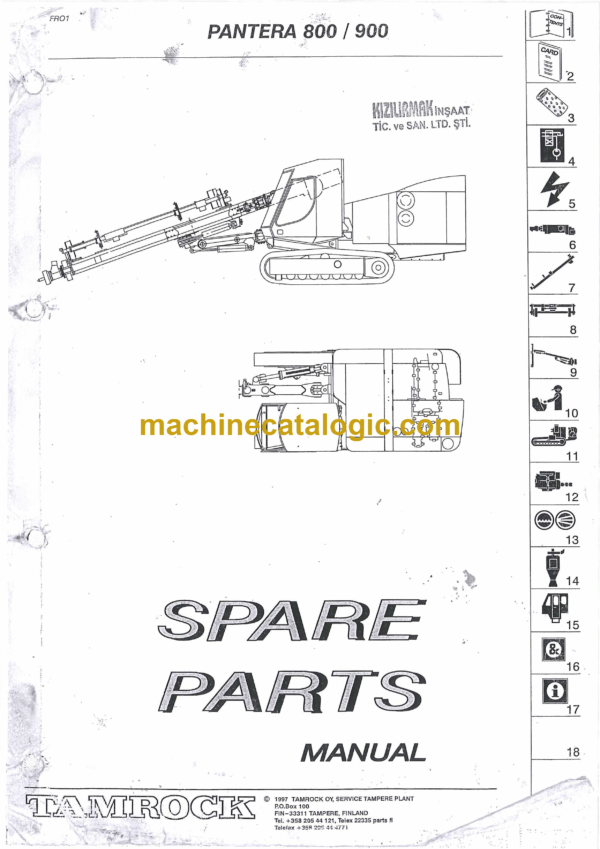 Sandvik Pantera 800 and 900 Drill Rig Parts Manual (98AT864)
