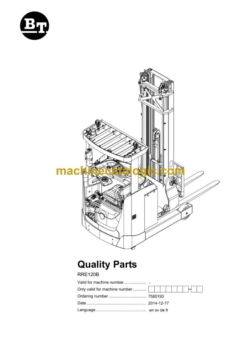 BT RRE120B Reach Truck Quality Parts Manual