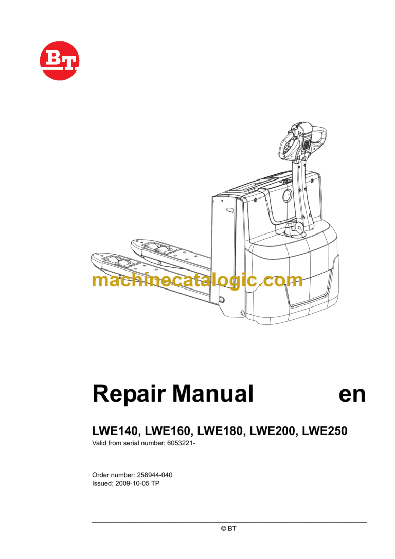 BT LWE140, LWE160, LWE180, LWE200, LWE250 Electric Pallet Truck Repair Manual