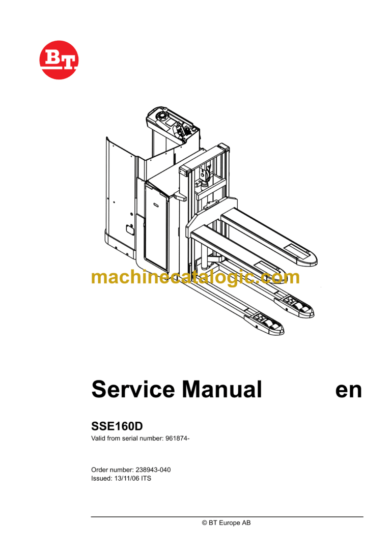 BT SSE160D Pedestrian Stacker Master Service Manual