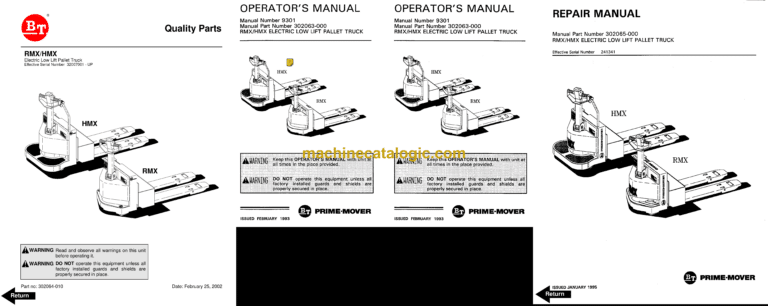 BT HMX, RMX Reach Truck Full Manual (Service, Parts and Operators Manual)