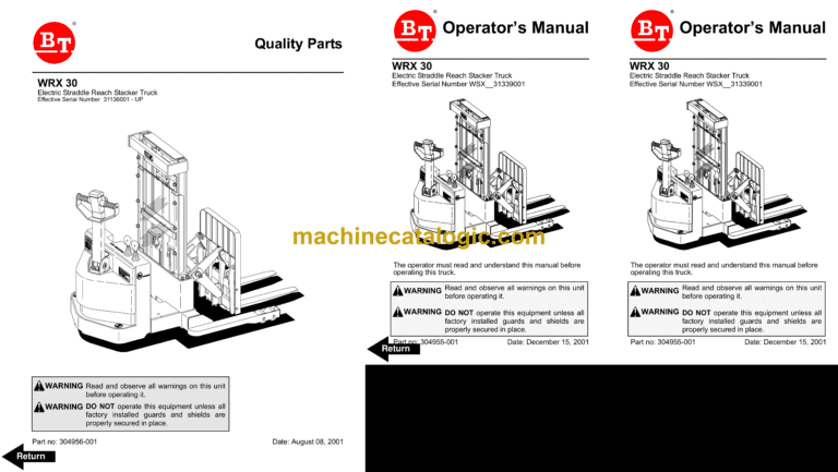 BT WRX30 Reach Truck Operator and Parts Manual