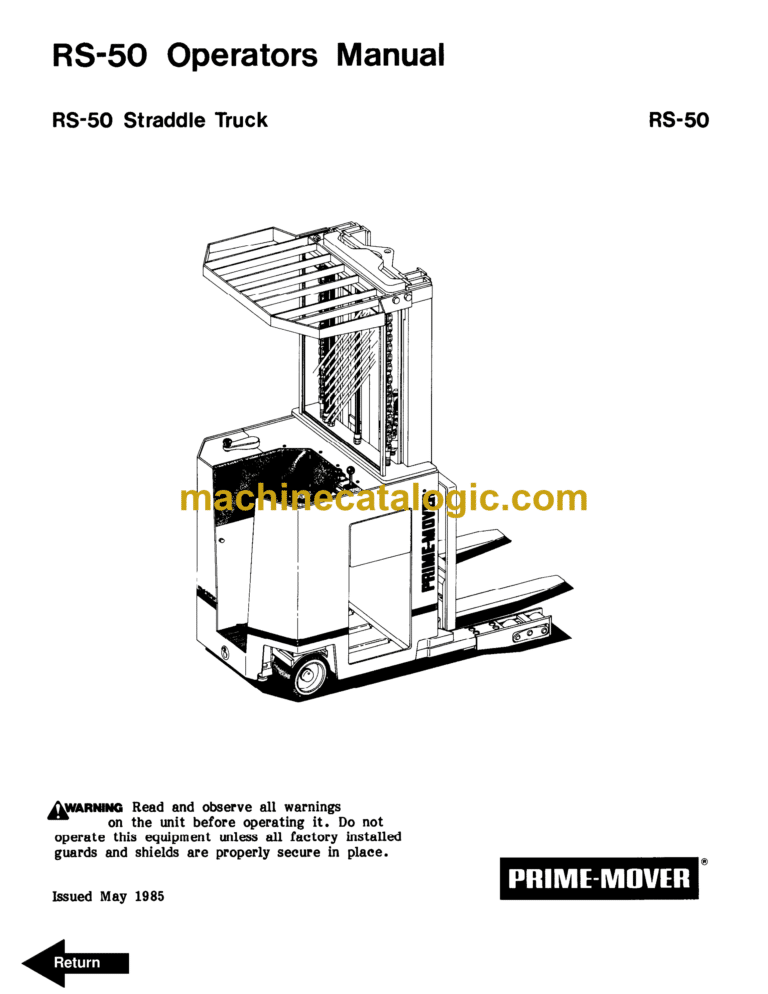 BT RS40C Reach Truck Operator and Parts Manual
